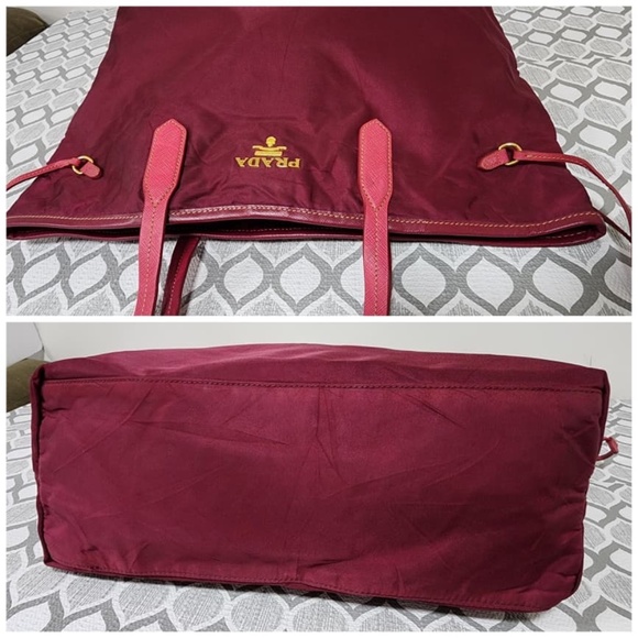 Authentic PRADA Nylon And Saffiano Leather Tote Bag Pink - Picture 6 of 12